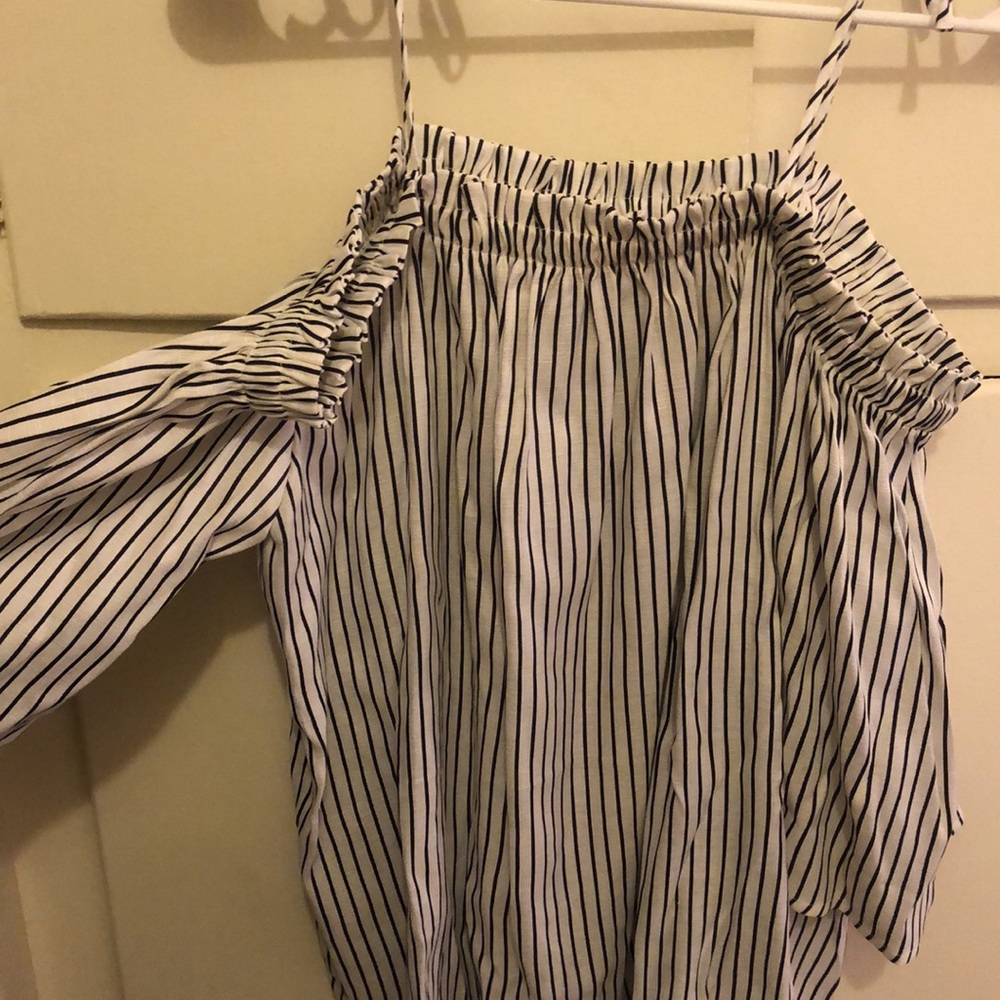 Off the shoulder striped shirt